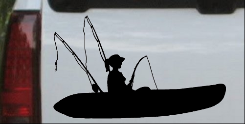 Girl Kayak Fishing Hunting and Fishing Car or Truck Window Laptop Decal  Sticker - White 8in X 4.9in