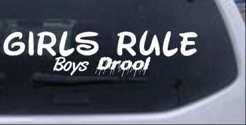 Girls Rule Boys Drool text Girlie car-window-decals-stickers