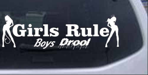 Girls Rule Boys Drool Good and Bad Girls Girlie car-window-decals-stickers