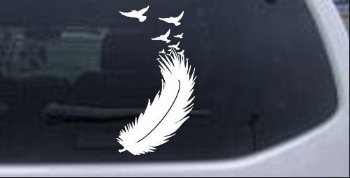 Feather Turning Into Birds Animals car-window-decals-stickers