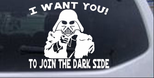 I Want You Join The Dark Side Star Wars Vader Sci Fi car-window-decals-stickers