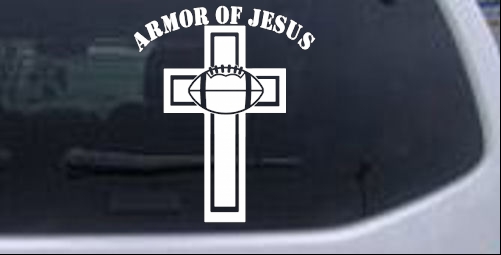 Armor Of Jesus Football Cross Christian car-window-decals-stickers