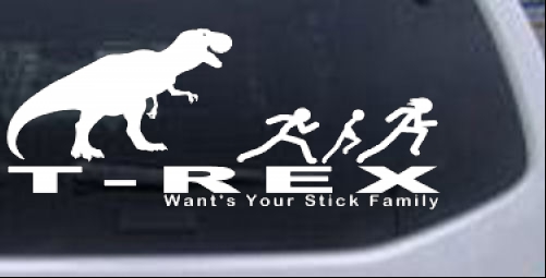 T Rex Wants Your Stick Family Funny car-window-decals-stickers