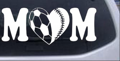 Soccer Softball Mom With Heart Sports car-window-decals-stickers
