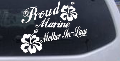 Proud Marine Mother In Law Hibiscus Military car-window-decals-stickers