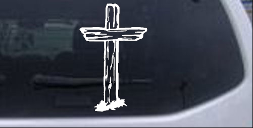 Single Rugged Cross Christian car-window-decals-stickers