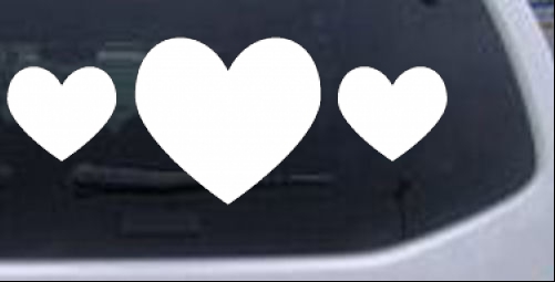 Three Hearts Girlie car-window-decals-stickers