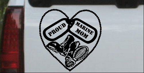 Proud Marine Mom Dog Tags Heart Combat Boots 