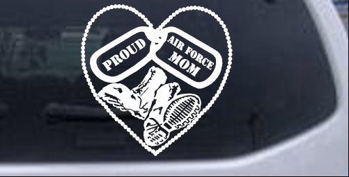 Proud Air Force Mom Dog Tags Heart Combat Boots  Military car-window-decals-stickers