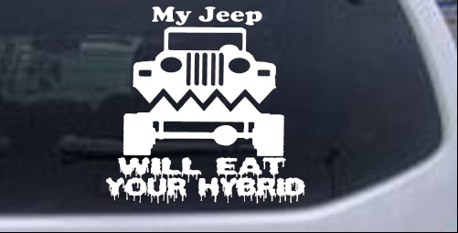 My Jeep Will Eat Your Hybrid Off Road car-window-decals-stickers