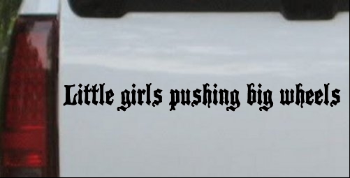Little Girls Pushing Big Wheels
