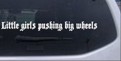 Little Girls Pushing Big Wheels Off Road car-window-decals-stickers