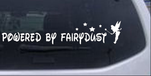 Powered By Fairydust Tinker Bell  Girlie car-window-decals-stickers