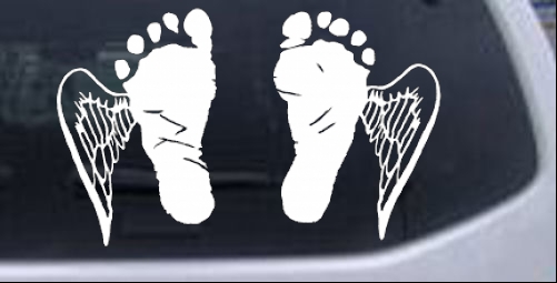 Baby Footprints Angel Wings In Memory Of car-window-decals-stickers