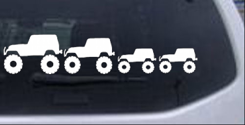 Jeep Stick Family With Two Kids Off Road car-window-decals-stickers