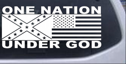 One Nation Under God Confederate And American Flag Country car-window-decals-stickers