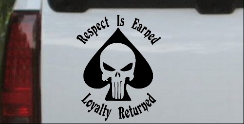 Respect Is Earned Loyalty Returned Punisher Skull Spade