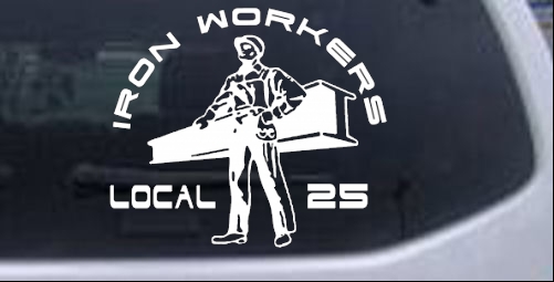 Iron Workers Local 25 Business car-window-decals-stickers