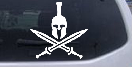 Spartan Helmet and Swords Military car-window-decals-stickers