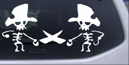 Pirate Skeleton Duel Skulls car-window-decals-stickers