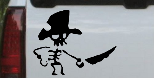 Pirate Skeleton WIth Hook Hand Sword In Front