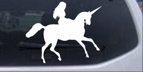 Woman Riding Unicorn Sci Fi car-window-decals-stickers