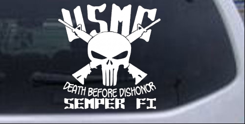 USMC Semper Fi Punisher Death Before Dishonor Military car-window-decals-stickers