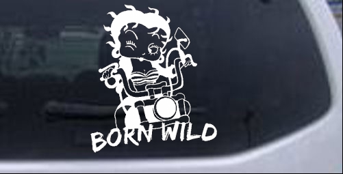 Betty Boop Born Wild Motorcycle Biker car-window-decals-stickers