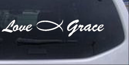 Love Christian Fish Grace  Christian car-window-decals-stickers