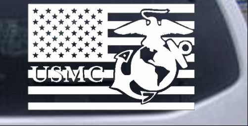 2X AMERICAN FLAG MILITARY MARINES DECAL STICKER USA MADE TRUCK VEHICLE WINDOW