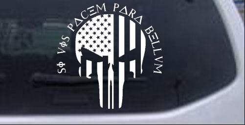 Punisher Skull American Flag Si Vis Pacem Para Bellum Guns car-window-decals-stickers