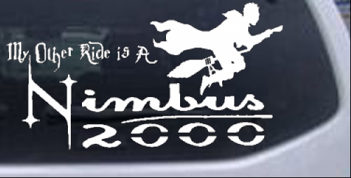 My Other Ride Is a Nimbus 2000 Harry Potter Broom Sci Fi car-window-decals-stickers