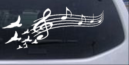 Birds to Music Scale Notes Music car-window-decals-stickers