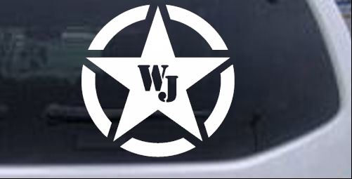 Military Jeep WJ Segmented Star  Off Road car-window-decals-stickers