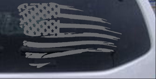 Distressed Tethered Worn American Flag Car Truck Window Decal
