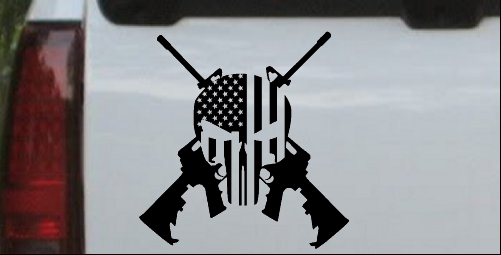 Infidel Punisher American Flag AR Car Truck Window Decal Sticker White 6X6.5 