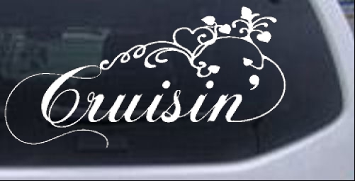 Cruisin With Swirl Hearts and Vines Swirls car-window-decals-stickers