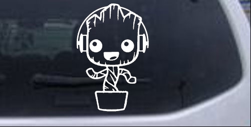 vloeistof Agrarisch in de rij gaan staan Baby Groot Dancing With Headphones Car or Truck Window Decal Sticker - Rad  Dezigns