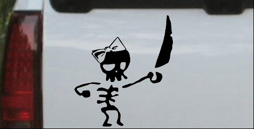 Cute Pirate Girl Skeleton with Sword and Hair Bow