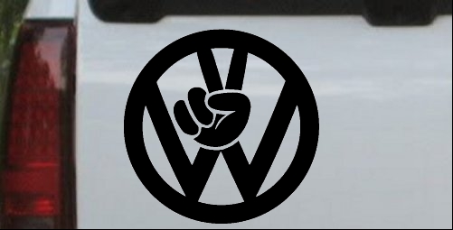 VW Volkswagen with Peace Sign Hand