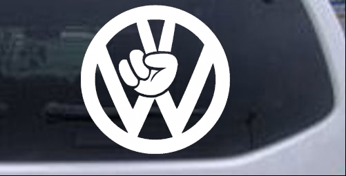 VW Volkswagen with Peace Sign Hand Car or Truck Window Decal
