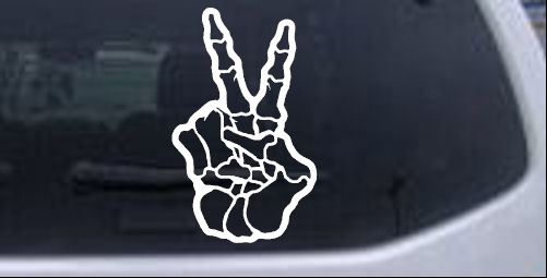 Skeleton Hand Peace Sign Skulls car-window-decals-stickers