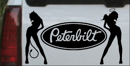 Peterbilt With SExy Mudflap Angel Devil Good and Bad Girls