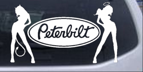 Peterbilt With SExy Mudflap Angel Devil Good and Bad Girls Moto Sports car-window-decals-stickers