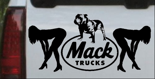 Mack Trucks Logo With Sexy Mudflap Girls Bent Over