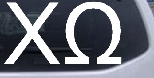 Chi Omega  Greek Letters College car-window-decals-stickers