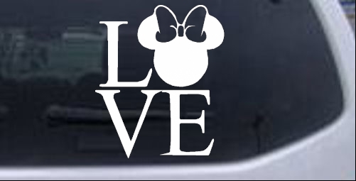 Minnie Mouse Love Stacked Letters Disney Parody Cartoons car-window-decals-stickers