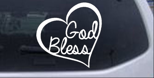 God Bless Inside Heart Christian car-window-decals-stickers