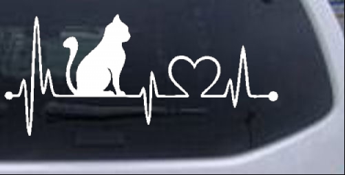 Cat Heartbeat Lifeline Love Animals car-window-decals-stickers