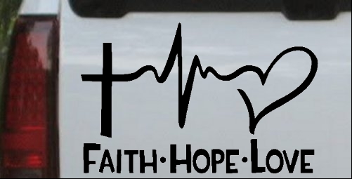 Faith Hope Love Cross and Heart Heartbeat 